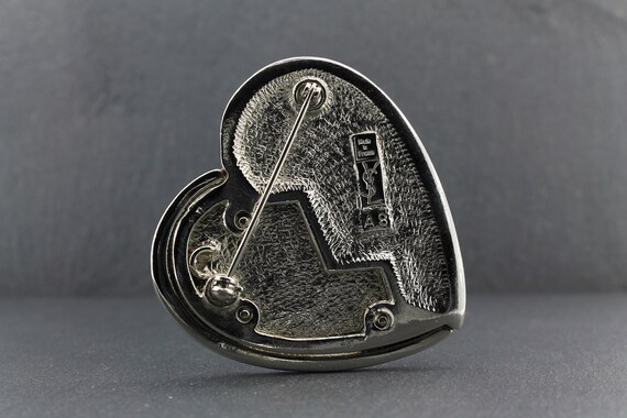 YVES Saint LAURENT –  YSL Silver Heart Brooch / H… - image 4