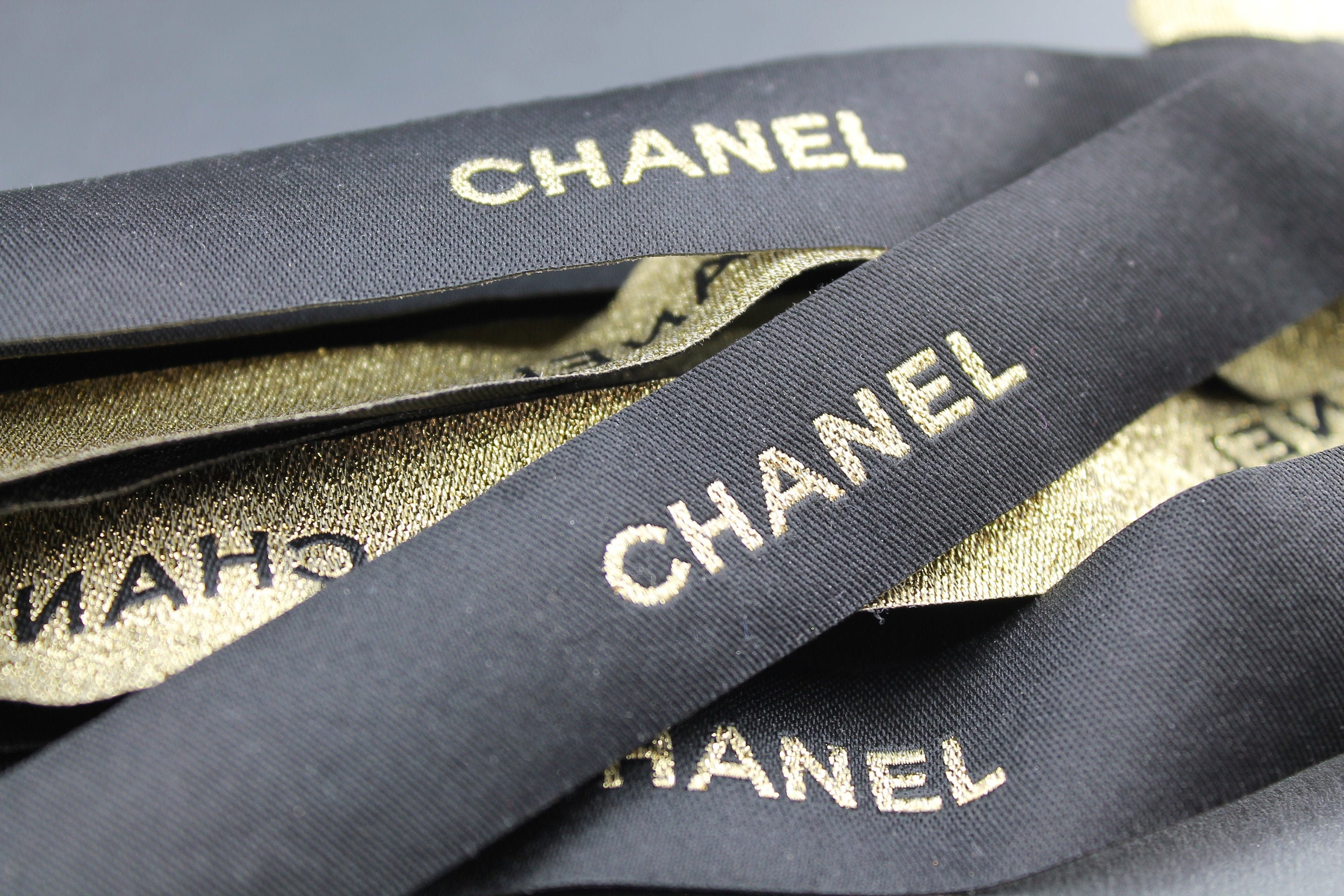 CHANEL Authentic Gold and Black Luxury Ribbon / 20mm Wide / -  Israel