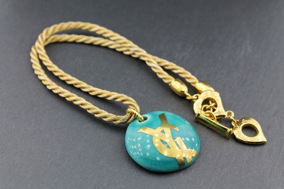 Yves Saint Laurent Ysl Blue Ceramic Pendant Necklace Etsy Yves Saint Laurent Ysl Blue Ceramic Pendant Necklace Etsy