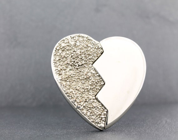 YVES Saint LAURENT –  YSL Silver Heart Brooch / H… - image 1