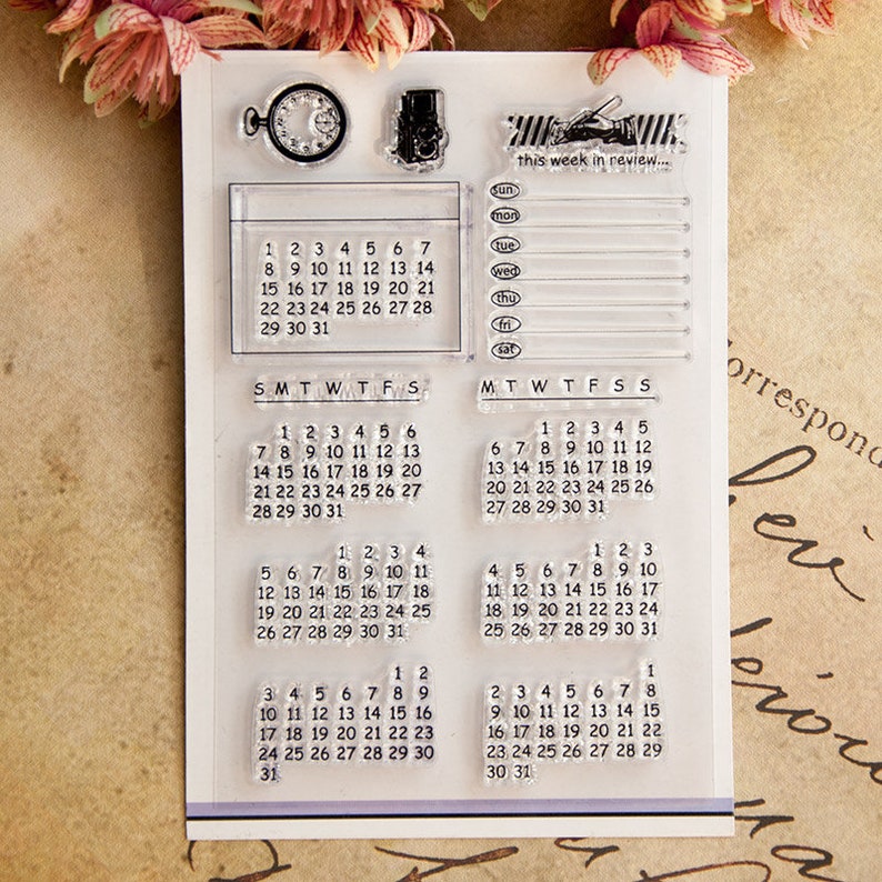 Travel Stamps for Traveller/'s Notebook Journal Accessoriest,transparent clear stamp Calendar Stamp Rubber Stamps