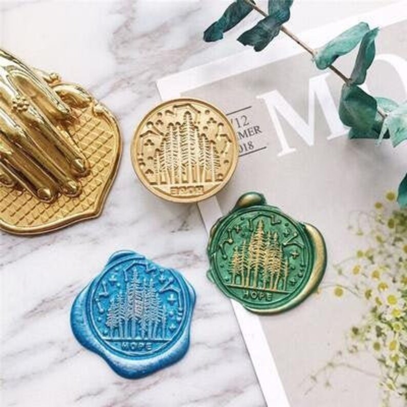 Misty forest Wax Seal Stamp Pine tree Wax Seal Kit wedding Seal StampCustom Seal Stampgalaxy journal seal decor