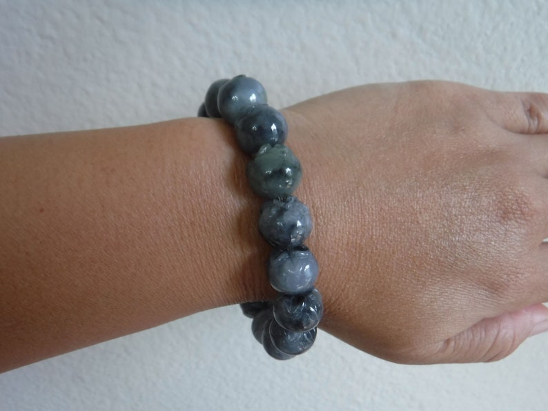 Natural Burmese Jade Carved Pomegranate Bead Bracelet Grade A Burma Jadeite Elastic Stretchable for Fertility and Generational Luck