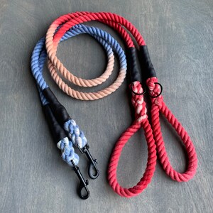 Red, Khaki and Blue Leash with black hardware image 2
