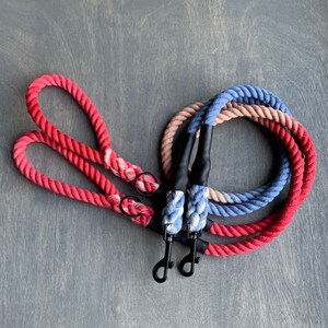 Red, Khaki and Blue Leash with black hardware image 4