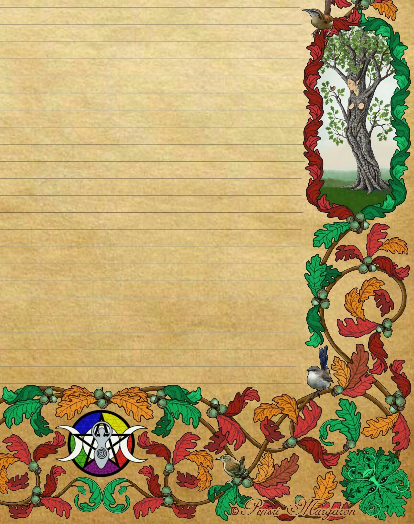 Magickal Oak Medieval Style Blank Printable Page Border for | Etsy