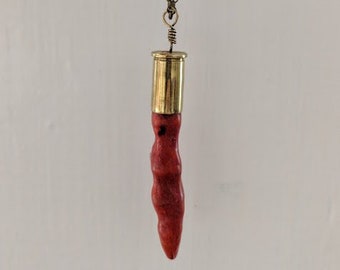 Coral Bamboo Bullet Necklace
