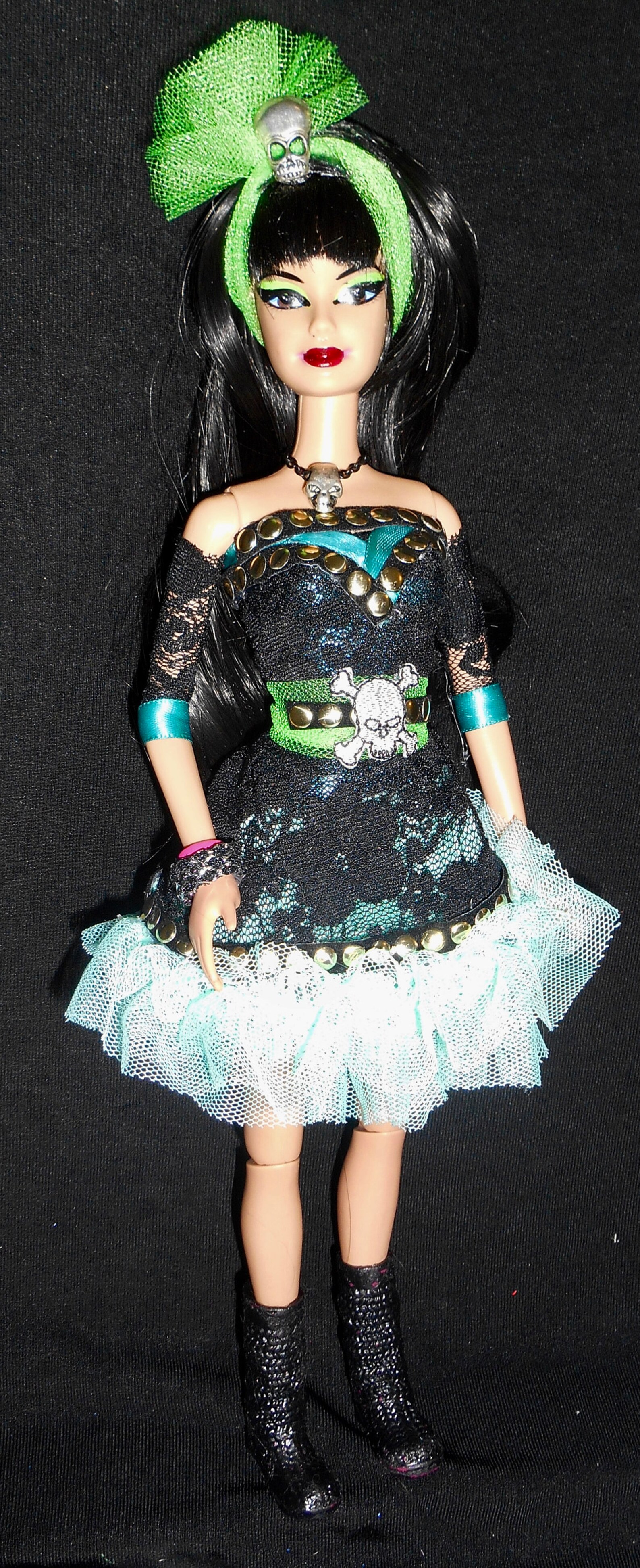 Punk Rock Gothic barbie doll ooak black hair repaint by The Etsy