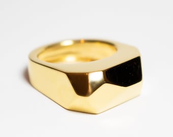 Geometrischer Ring in Diamantform, 14K 585% Gelbgold