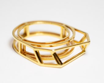 Zarter geometrischer Ring in Diamantform, 14K 585% Gelbgold