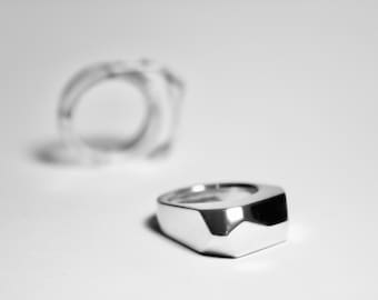 Geometrischer Ring in Diamantform, 925% Silber