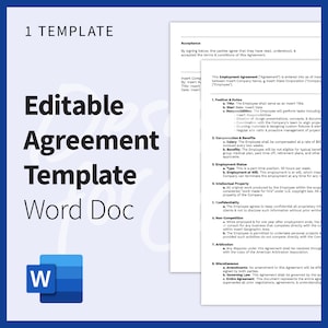 Word Doc Freelance Consultant Client Employee Agreement Template Editable Digital Download Professional Clean Template Microsoft US Letter