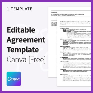 Canva Freelance Consultant Client Employee Agreement Template Editable Digital Download Professional Clean Template US Letter Small Business