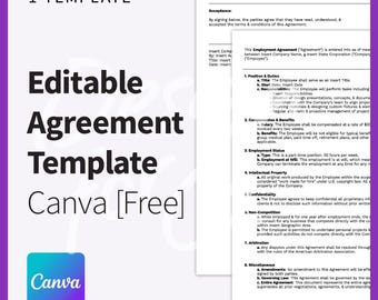 Canva Freelance Consultant Client Employee Agreement Template Editable Digital Download Professional Clean Template US Letter Small Business