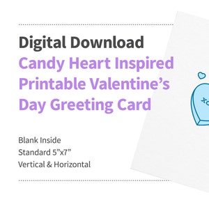 Valentinstag Karte, sofortiger digitaler Download, zu Hause ausdrucken, blau Candy Herz XOXO