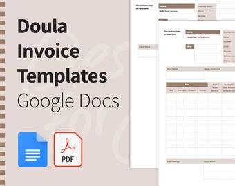2 Tan Doula Invoice Templates. Birth & Postpartum Contract. Editable Google Docs PDF Form Professional Clean Template Bundle Standard Letter