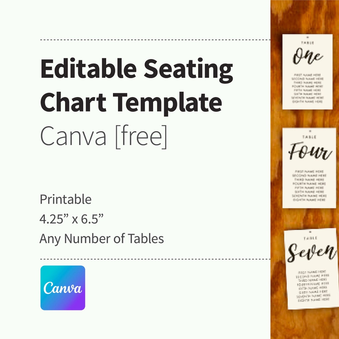 Canva Template — Elegant Minimalist, Editable Wedding Seating Chart - Etsy