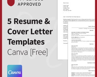 5 Canva Harvard Resume & Cover Letter Templates. Professional, Clean, Editable, Instant Digital Download