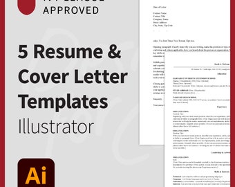 5 Illustrator Harvard Resume & Cover Letter Templates. Professional, Clean, Editable, Instant Digital Download, Adobe Creative