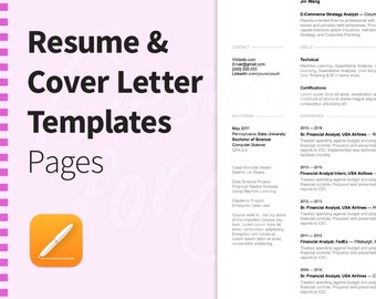 Pages Resume Template Cover Letter Template Editable Instant Digital Downloads. Professional, Clean, Simple Minimal Resume Template Bundle