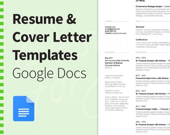Google Docs Resume Template Cover Letter Template Editable Instant Digital Downloads. Professional, Clean, Simple Minimal Template Bundle