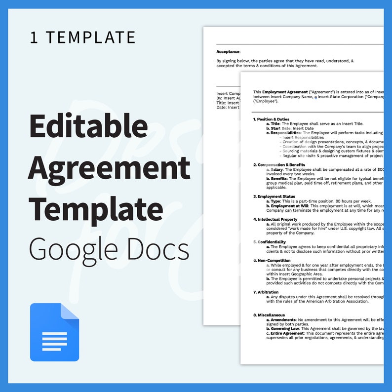 Google Docs Freelance Consultant Client Employee Agreement Template ...