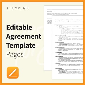 Apple Pages Freelance Consultant Client Employee Agreement Template Editable Digital Download Professional Clean Template US Letter