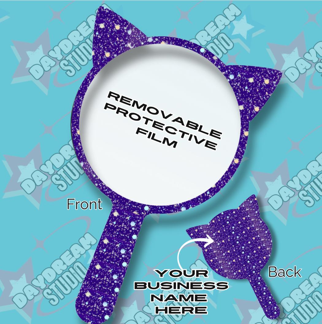 Purple Glitter Unbreakable Handheld Mirror for your business - Personalized Acrylic Mirror in Multiple Shape Options