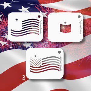 American Flag 3 part Stencil with alignment markers | 4th of July | Durable 7 Mil Mylar for Face Painters, Airbrush Artists & Bakers