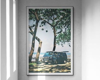 Vintage Surf Van Fine Art Print | Boho Camper Van Photography Poster Retro Kombi Print Vintage Bus Wall Art