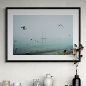 Washington Ocean Fog Fine Art Print - Coastal Wall Decor Nautical Art Moody Photography Boat Wall Print Pacific North West Print