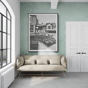 Love Kennebunkport Maine Photography Print Black & White Coastal Maine Street Photography Fine Art Poster New England Photography Wall Print