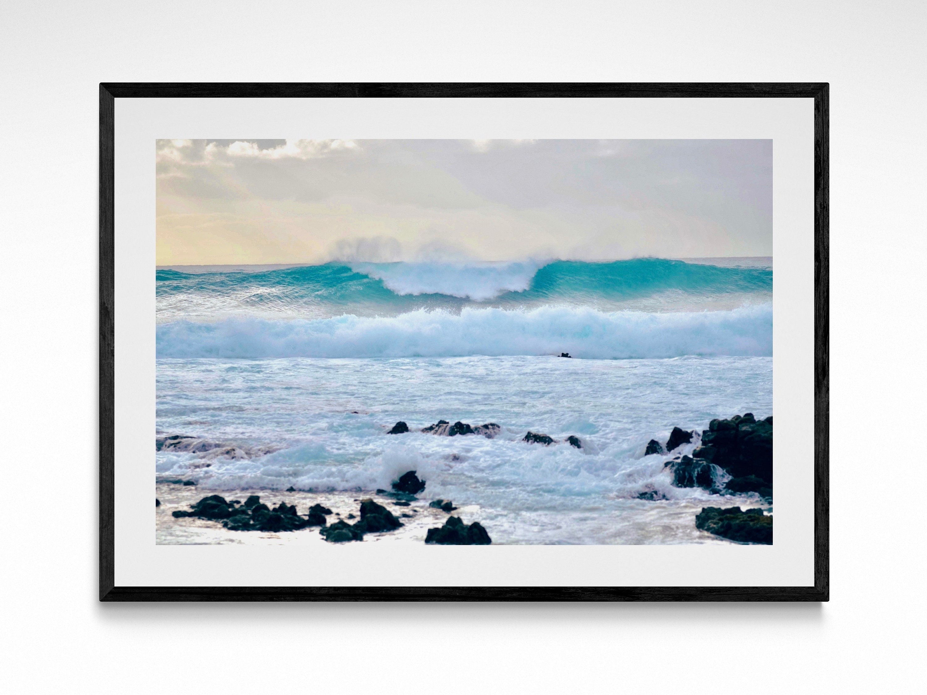 島の波が砕けるファインアートプリント | オアフ島パイプラインサーフ