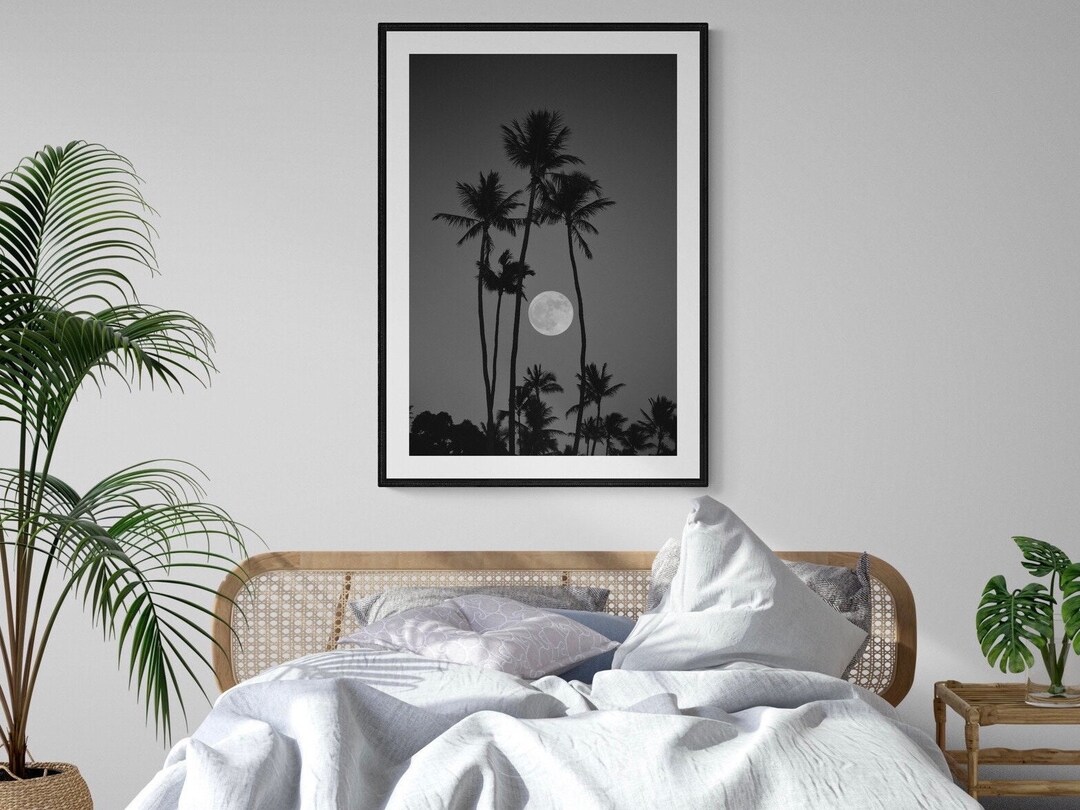 Palm Tree Luna Photography Print Tropical Black & White Fine Art Print ...
