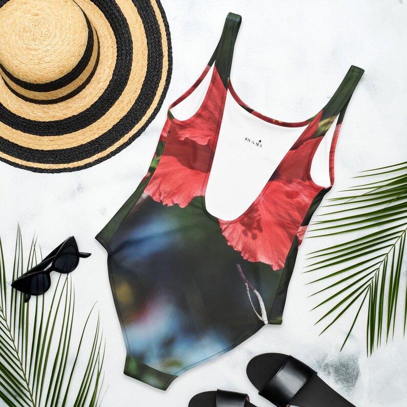 Jessica Rabbit Bathing Suit Lost in Hibiscus One-piece Swimsuit Recycled Eco Friendly Bathing Suit ...