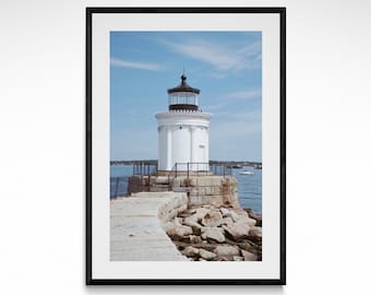 Impresión fotográfica del faro de South Portland / Impresión de bellas artes oceánicas vintage Impresión del faro Little Bug Decoración de arte mural y para el hogar de la costa de Maine
