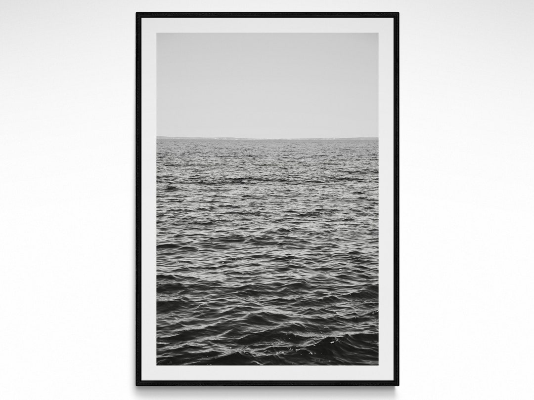 Ocean Calm Photography Print Black & White Fine Art Poster Minimal ...