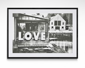 Love Kennebunkport Black & White Fine Art Print Coastal Maine Luxury Wall Decor New England Street Photography Poster