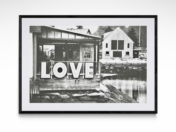 Love Kennebunkport Black & White Fine Art Print Coastal Maine Luxury Wall Decor New England Street Photography Poster