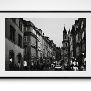 Streets Of Prague Black & White Photography Print Czech Wall Art Europe Home Decor Street Photography Travel Fine Art Poster Monotone Print