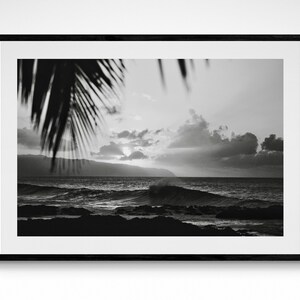 Hawaii Waves Black & White Photography Print Coastal Home Decor Monotone Wall Art Tropical Fine Art Poster Oahu Print Travel Wall Art
