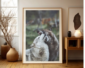 Les loups Fine Art Print | Affiche de photographie de la faune de l'Alaska, décoration murale de la maison de la nature sauvage de l'alaska