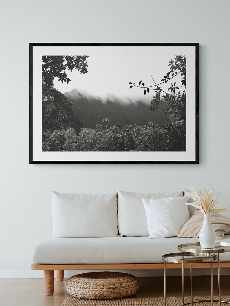Misty Oahu Mountains Fine Art Print | Black & White Hawaii Landscape ...