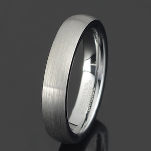 Gray Tungsten Wedding Band: 4mm Domed Ring, Brushed Finish, Free Engraving
