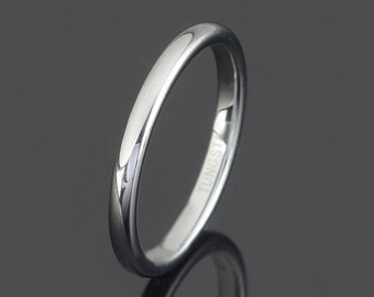 Gray Polished Tungsten Wedding Band Mens Ring Mens Wedding Band Anniversary Ring 2mm Mens Free Laser Engraving Personalized Ring