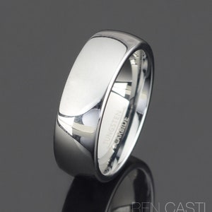 Gray Polished Tungsten Wedding Band Mens Ring Mens Wedding Band Anniversary Ring 8mm Mens Free Laser Engraving Personalized Ring