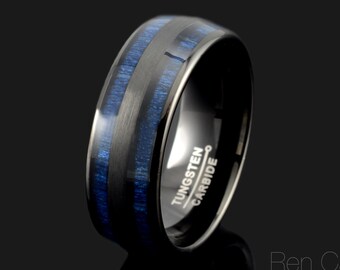 Titanium Men's Hammered Center Stripe Wedding Band Ring Size 9-13 