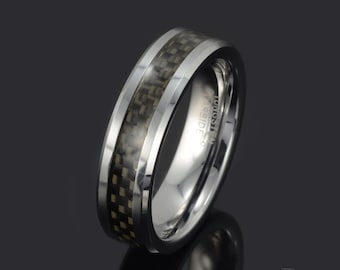Carbon Fiber Unidirectionele Zwarte Ring met texalium erin Sieraden Ringen Bruiloft & Verloving Trouwringen 