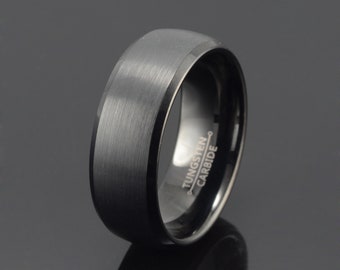 Black Tungsten Ring, Men's Wedding Band, Brushed, Men's Tungsten Ring, Domed, Black Wedding Band, Black Ring, Tungsten Wedding Ring 8mm