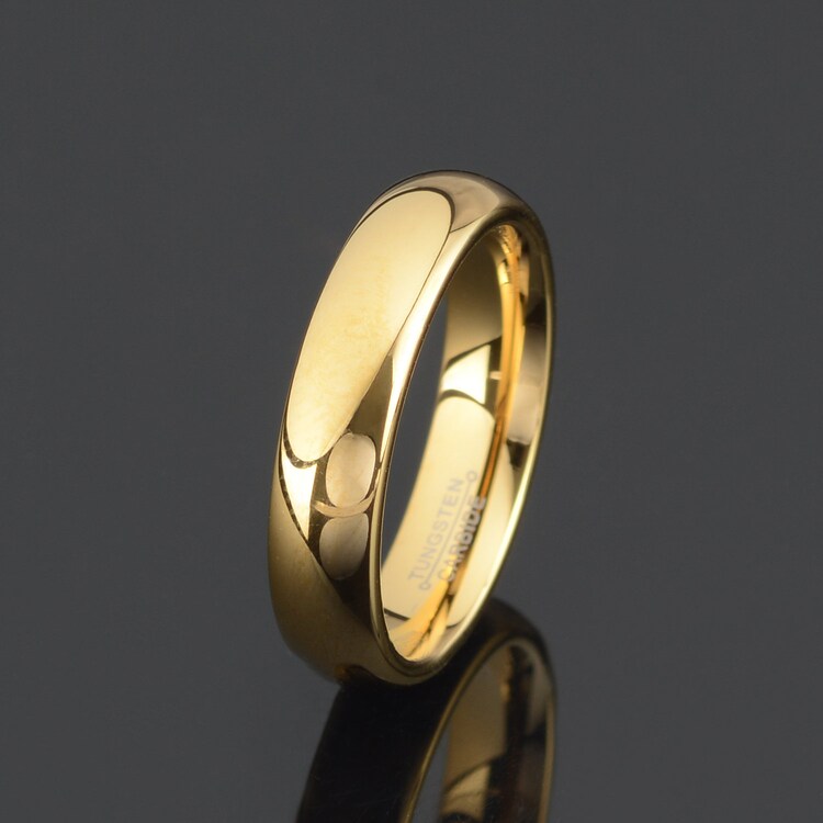 buy huge discounts Polished Yellow Gold Tungsten Ring 5mm